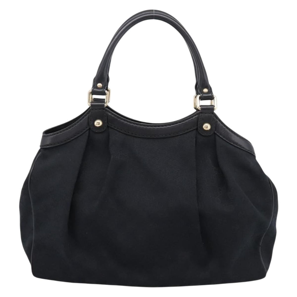 GUCCI GG Canvas Sukey Hand Bag Black Gold 211944 Auth BA15982V