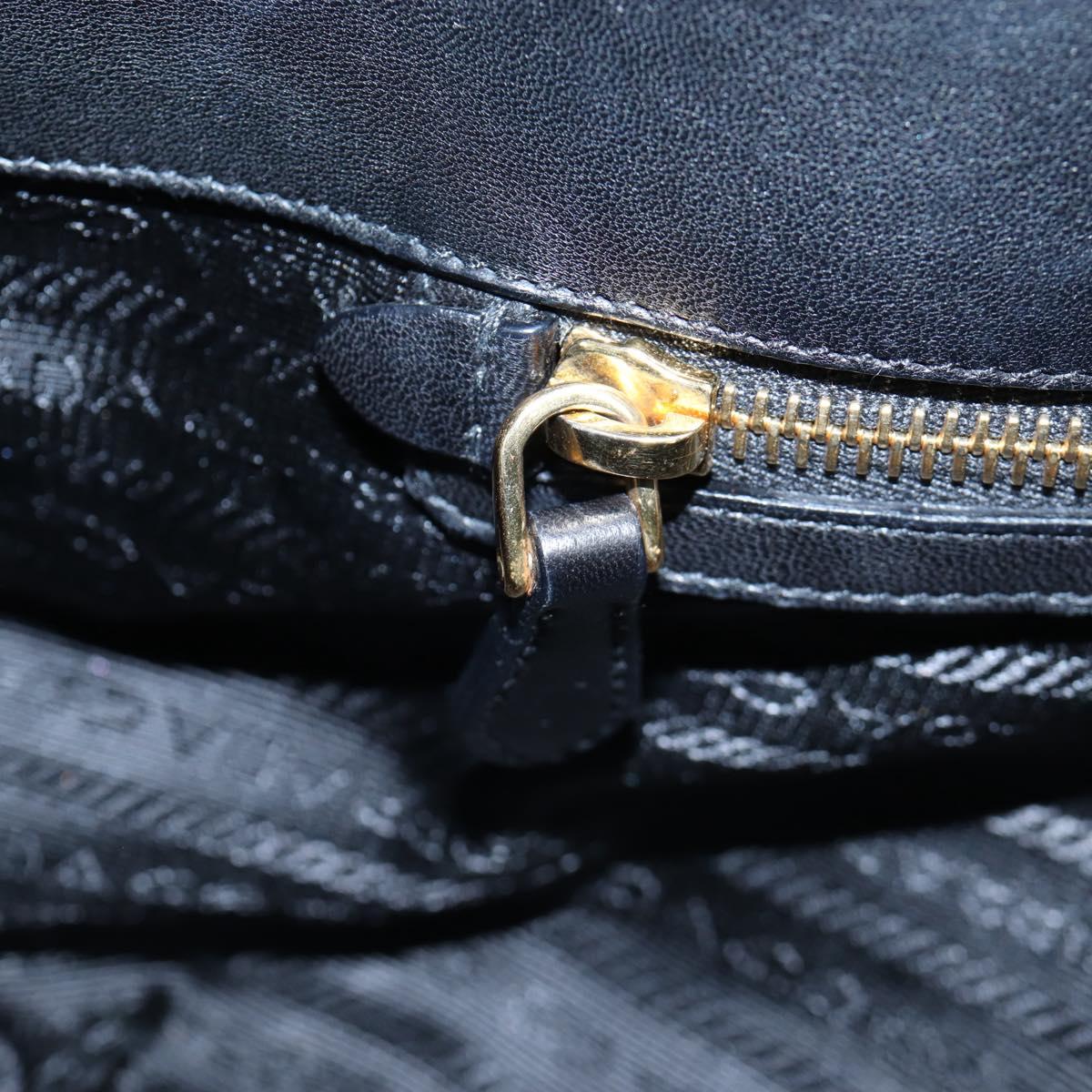 PRADA Gathered Tote Bag Leather Black Gold Auth BA16064SAV