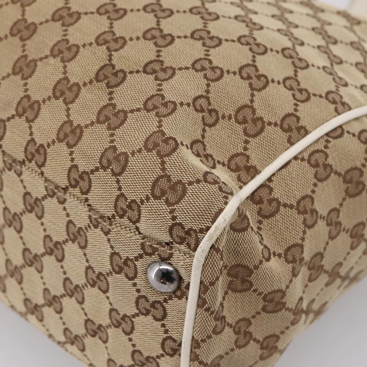 GUCCI GG Canvas Tote Bag Beige Silver 153213 Auth BA16315