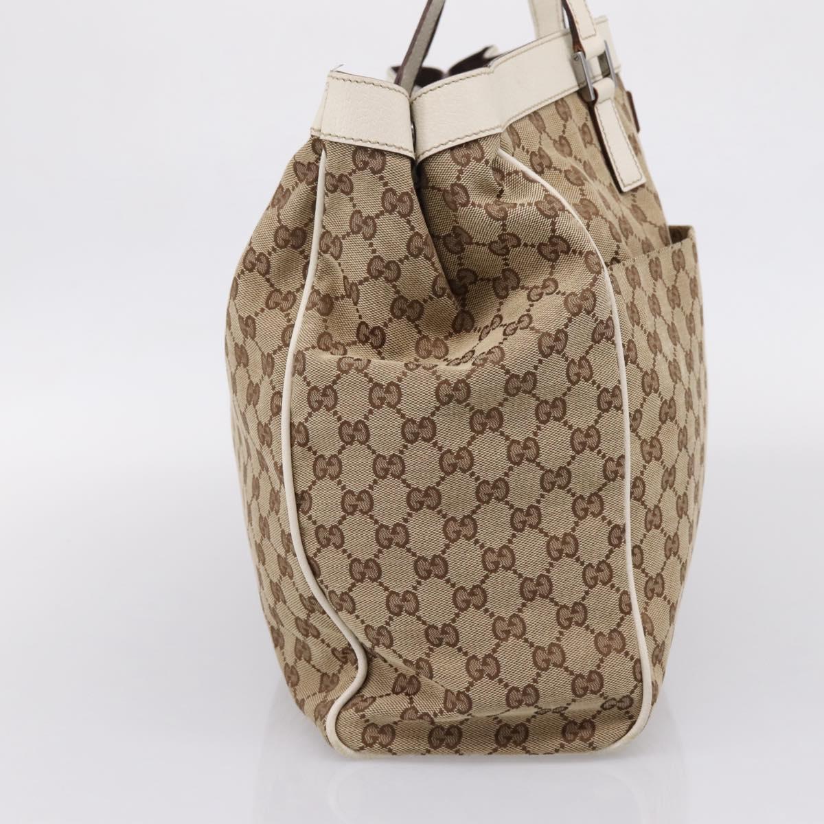 GUCCI GG Canvas Tote Bag Beige Silver 153213 Auth BA16315