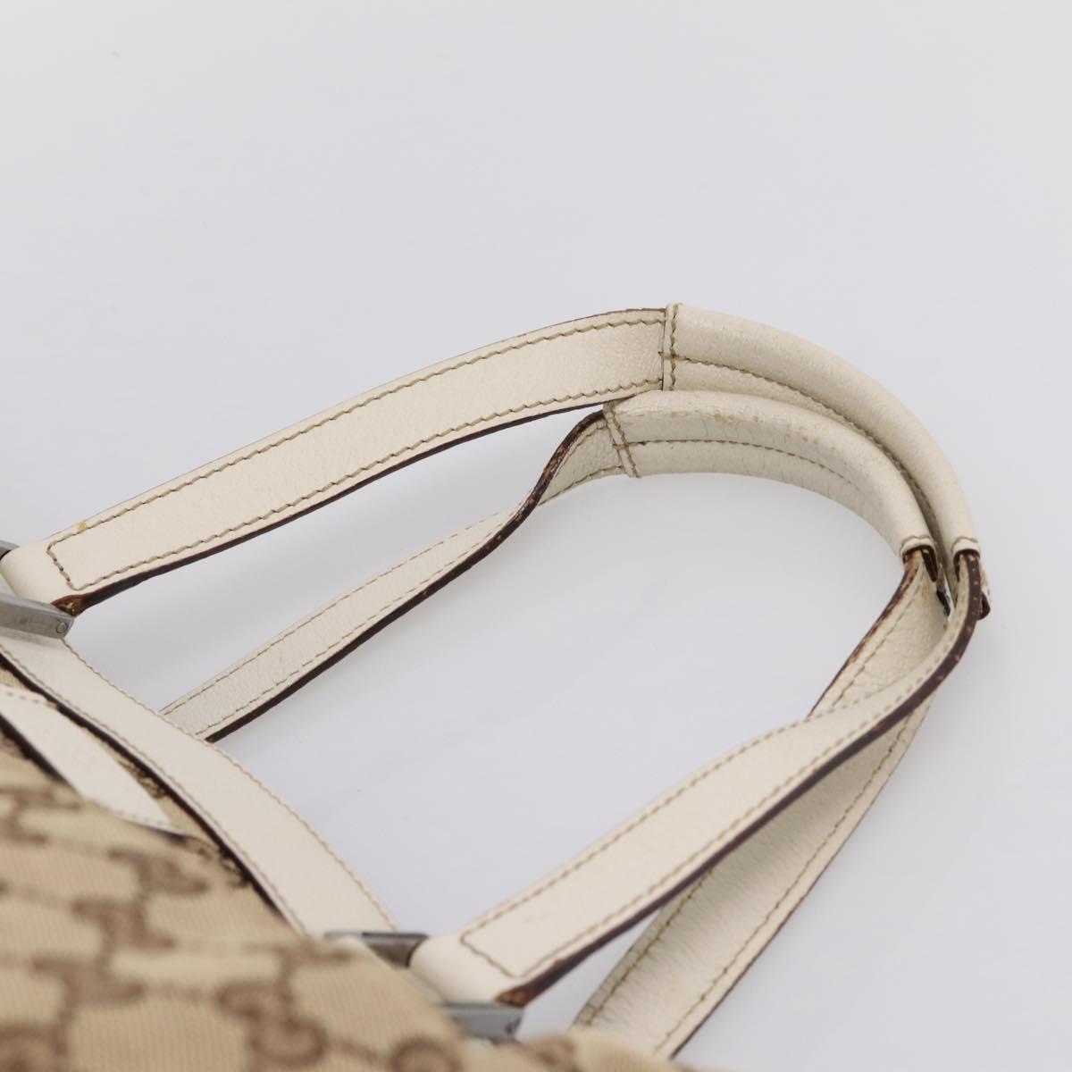 GUCCI GG Canvas Tote Bag Beige Silver 153213 Auth BA16315