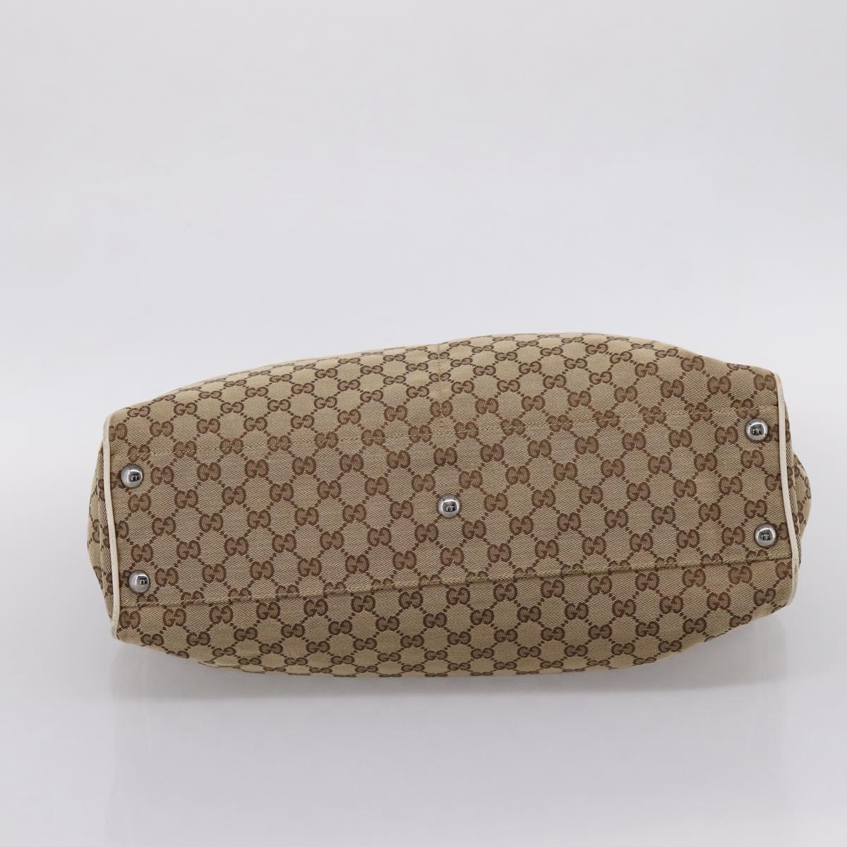 GUCCI GG Canvas Tote Bag Beige Silver 153213 Auth BA16315