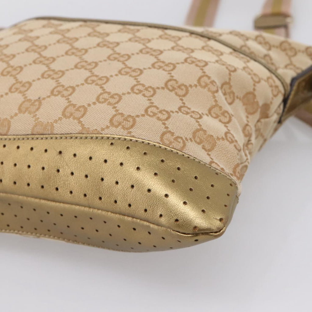 GUCCI GG Canvas Shoulder Bag Beige Gold Tone 145857 Auth BA16341A