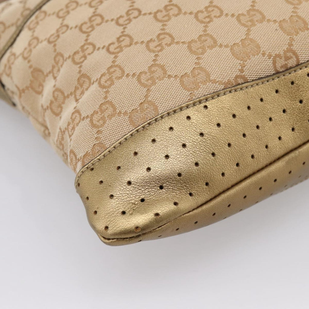 GUCCI GG Canvas Shoulder Bag Beige Gold Tone 145857 Auth BA16341A