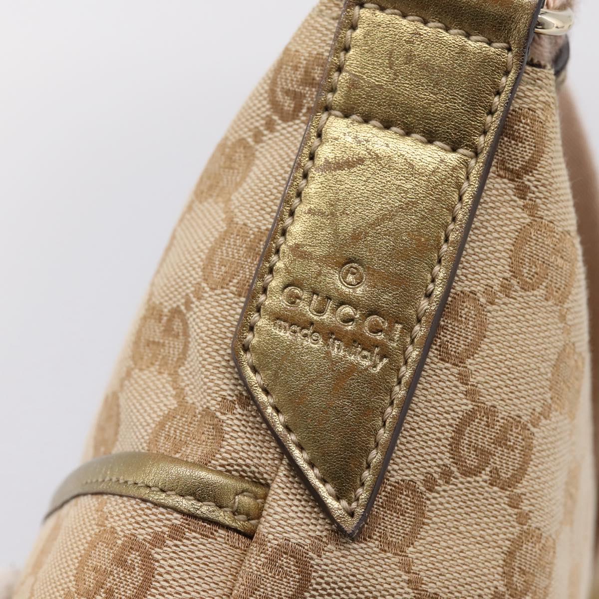 GUCCI GG Canvas Shoulder Bag Beige Gold Tone 145857 Auth BA16341A