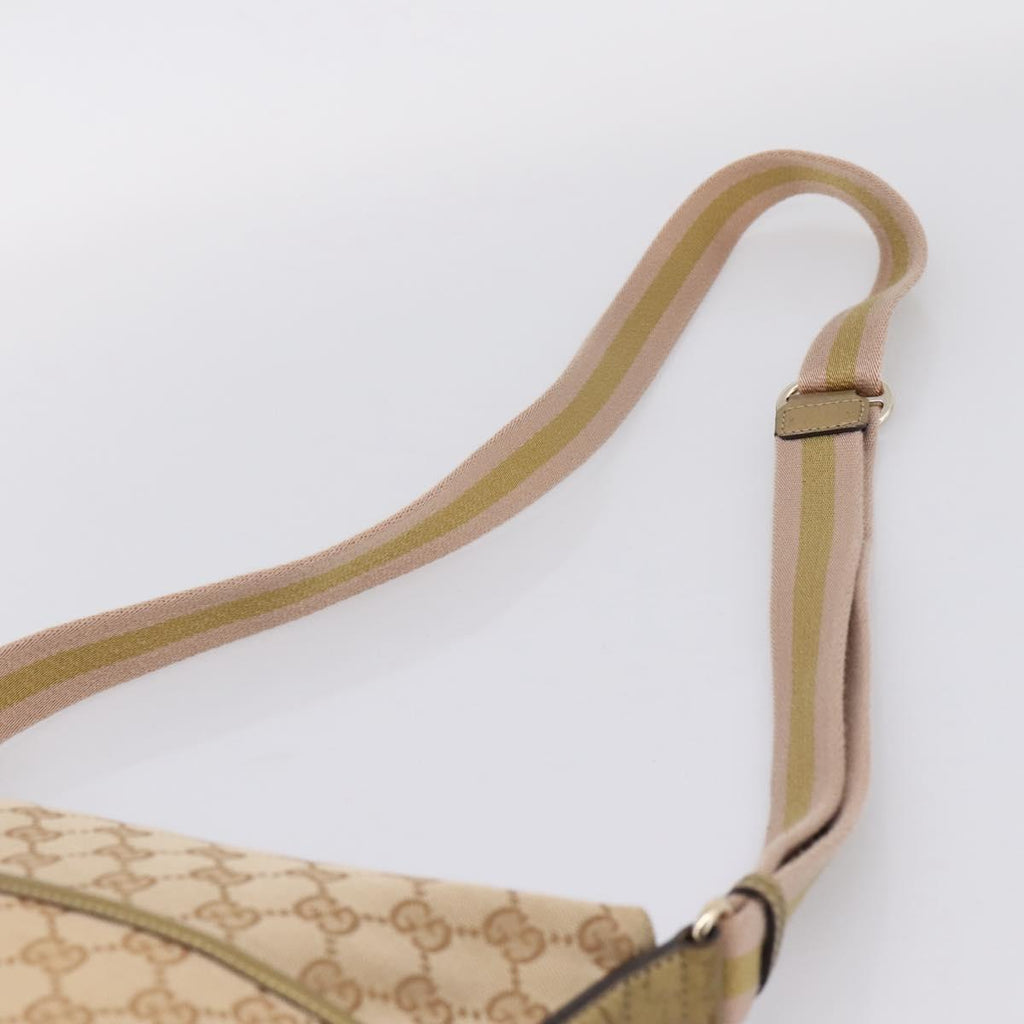 GUCCI GG Canvas Shoulder Bag Beige Gold Tone 145857 Auth BA16341A