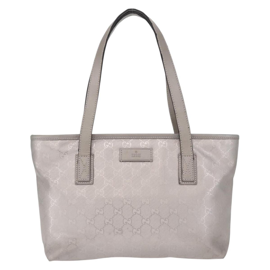 GUCCI GG Implementation Hand Bag PVC Silver 211138 Auth BA16353