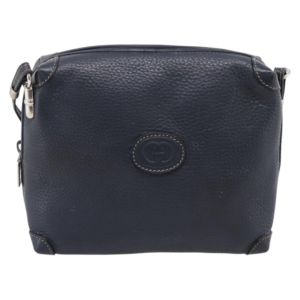 GUCCI Shoulder Bag Leather Navy Silver 007 37 4916 Auth BA16359
