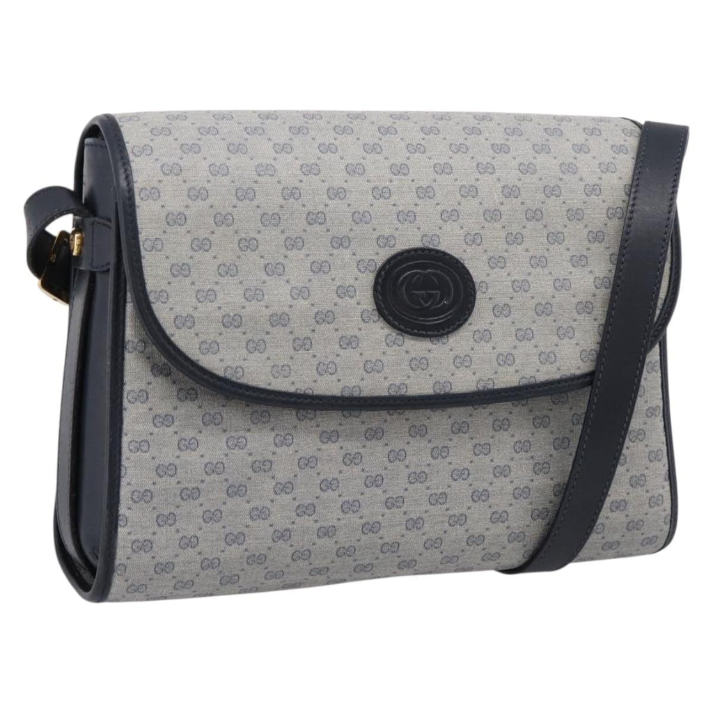 GUCCI Micro GG Supreme Shoulder Bag PVC Navy Gold 001 14 0712 Auth BA16361