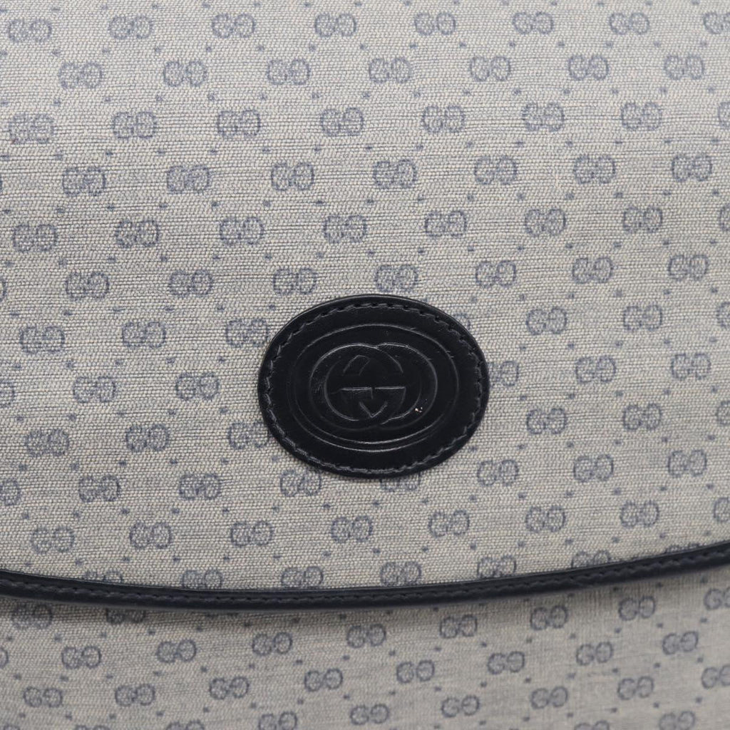 GUCCI Micro GG Supreme Shoulder Bag PVC Navy Gold 001 14 0712 Auth BA16361
