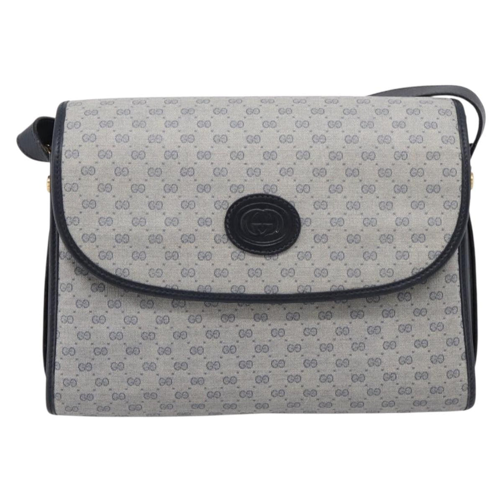 GUCCI Micro GG Supreme Shoulder Bag PVC Navy Gold 001 14 0712 Auth BA16361