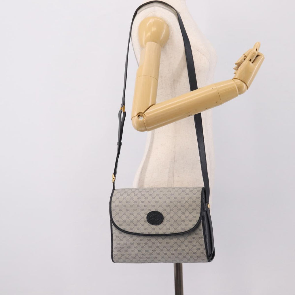 GUCCI Micro GG Supreme Shoulder Bag PVC Navy Gold 001 14 0712 Auth BA16361