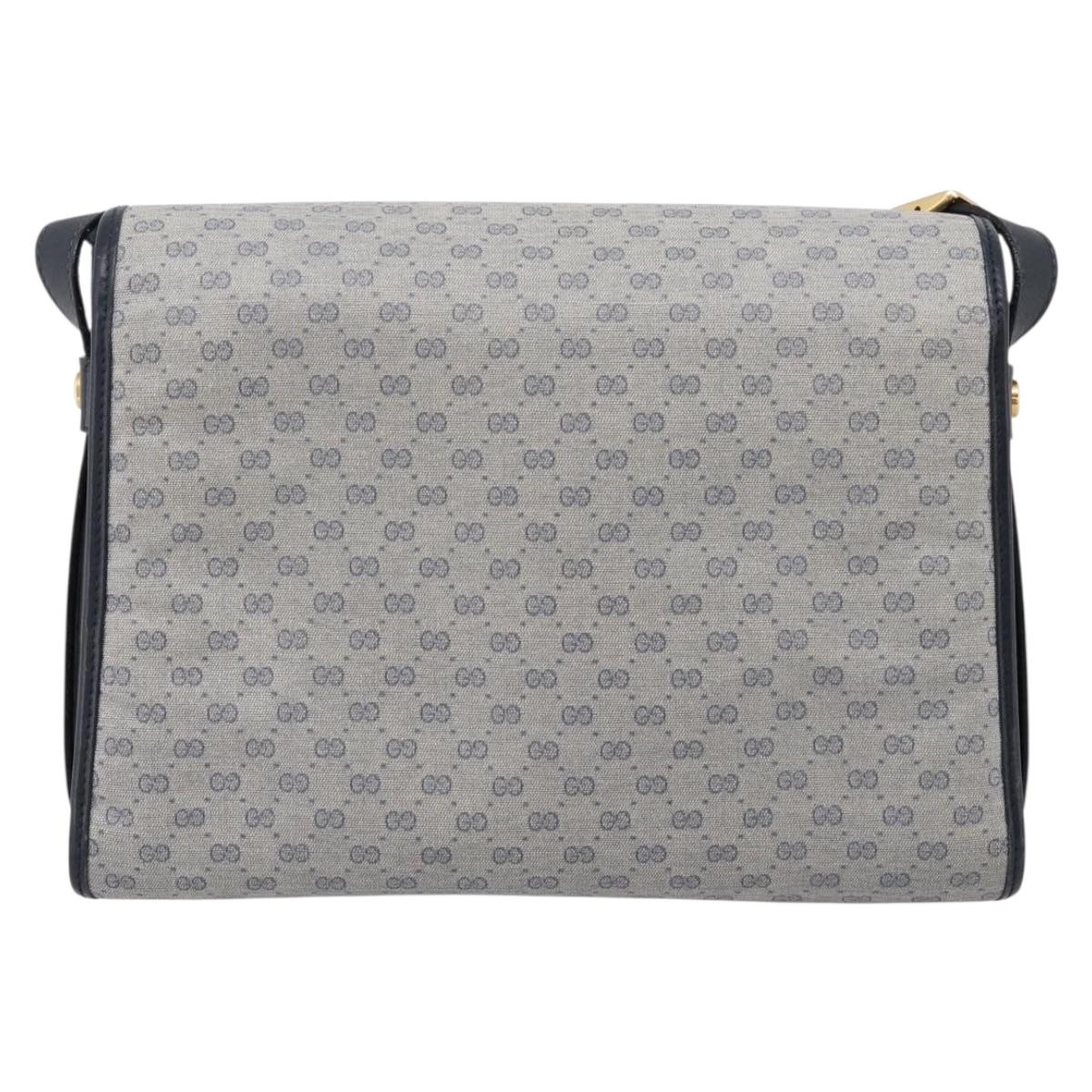 GUCCI Micro GG Supreme Shoulder Bag PVC Navy Gold 001 14 0712 Auth BA16361
