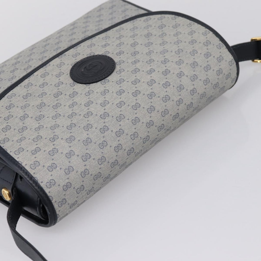GUCCI Micro GG Supreme Shoulder Bag PVC Navy Gold 001 14 0712 Auth BA16361