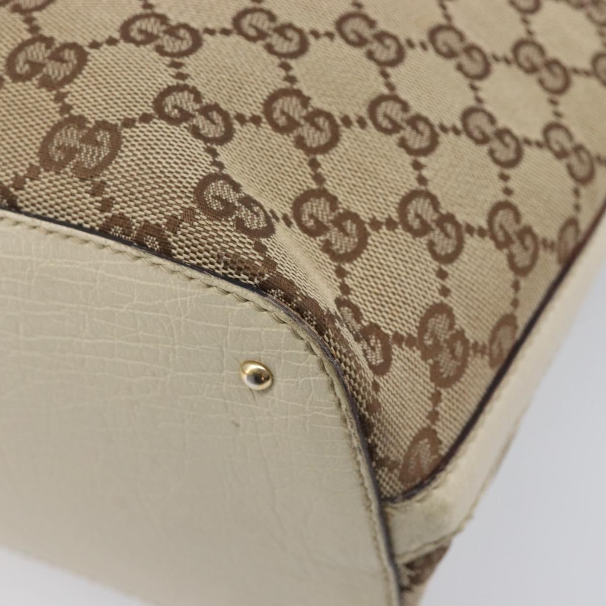 GUCCI GG Canvas Horsebit Sherry Line Tote Bag Beige Gold 137385 Auth BA16410