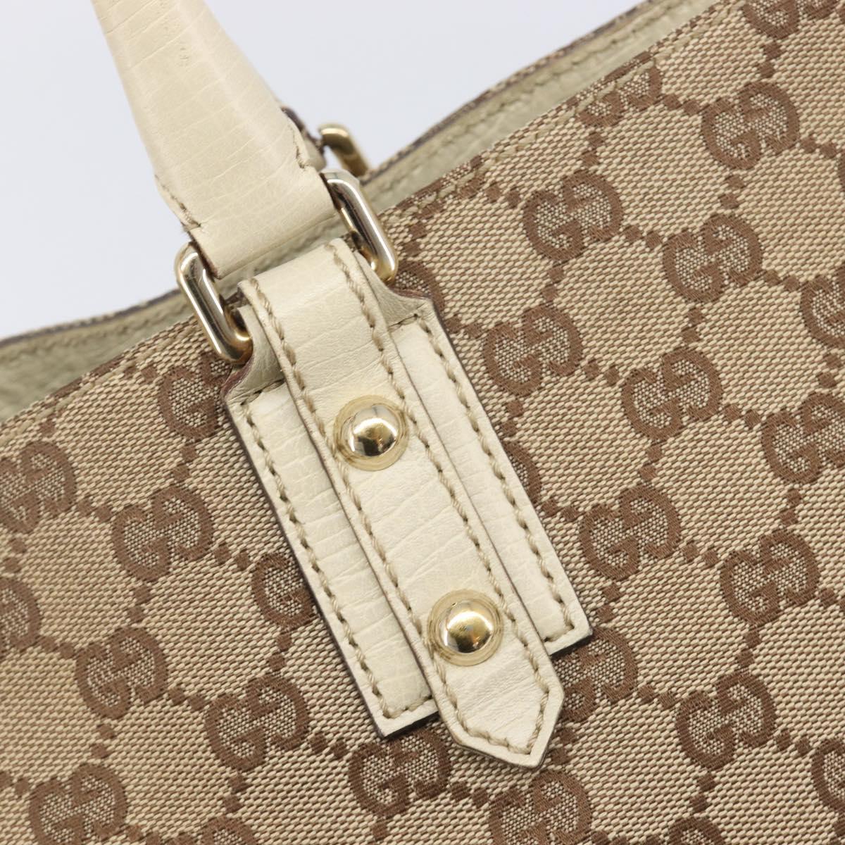 GUCCI GG Canvas Horsebit Sherry Line Tote Bag Beige Gold 137385 Auth BA16410
