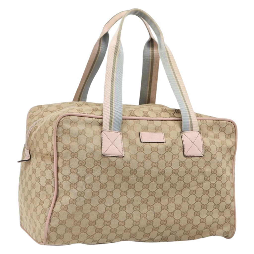 GUCCI GG Canvas Sherry Line Boston Bag Beige Gold 153240 Auth BA16444