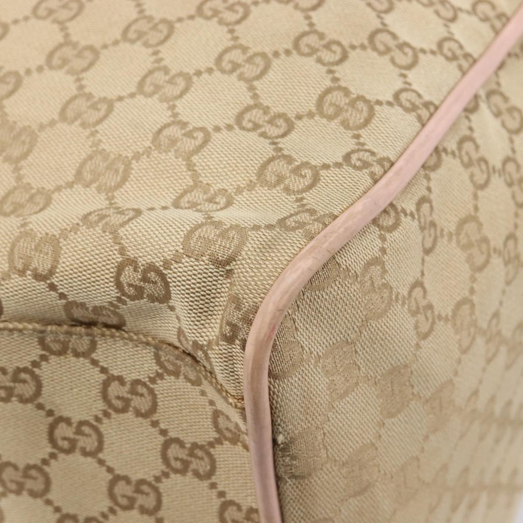 GUCCI GG Canvas Sherry Line Boston Bag Beige Gold 153240 Auth BA16444