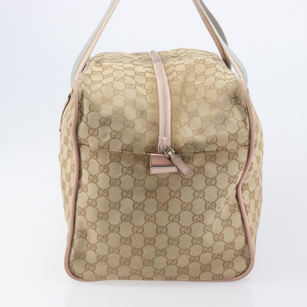 GUCCI GG Canvas Sherry Line Boston Bag Beige Gold 153240 Auth BA16444