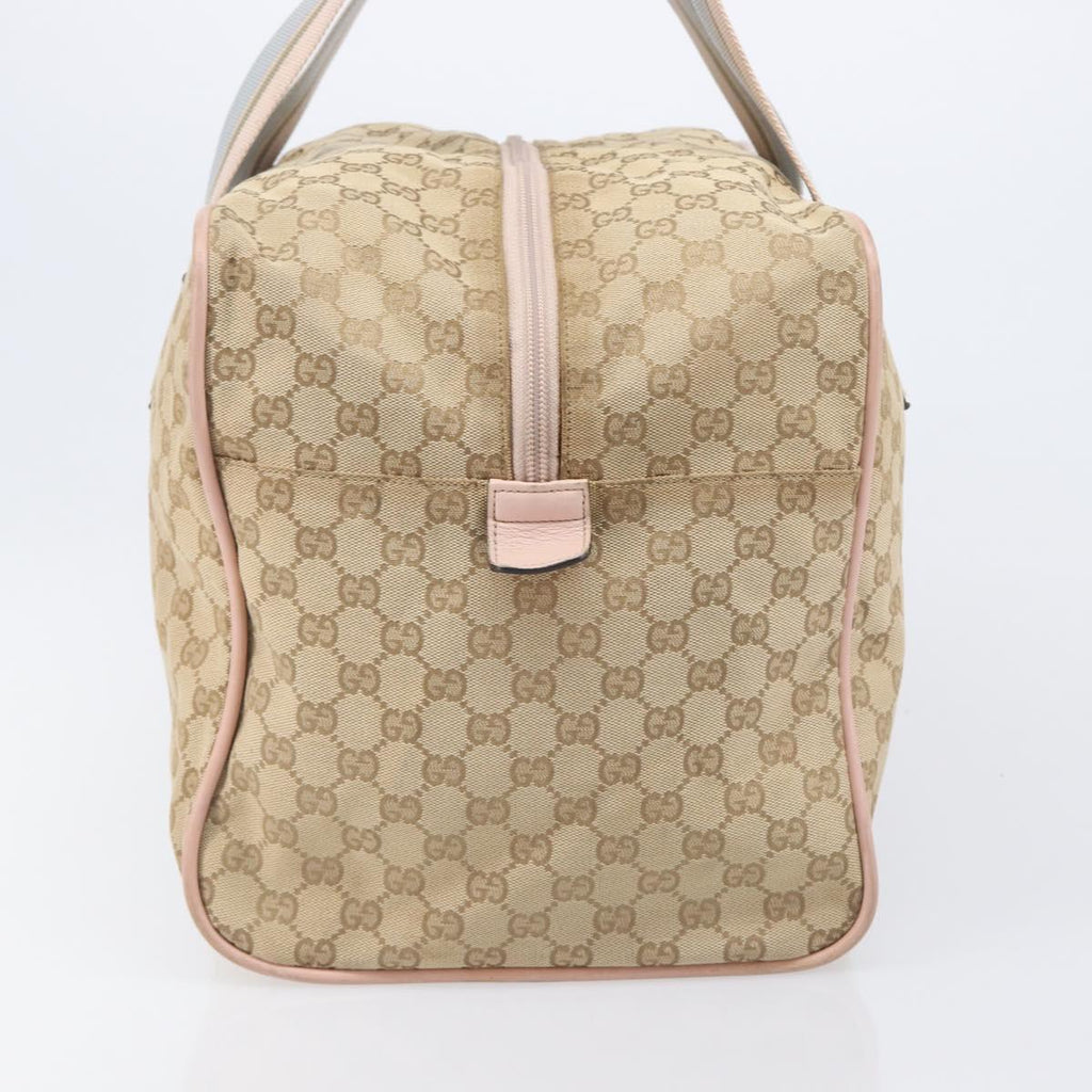 GUCCI GG Canvas Sherry Line Boston Bag Beige Gold 153240 Auth BA16444