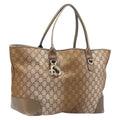 GUCCI GG Canvas Tote Bag Beige Gold 269956 Auth BA16448
