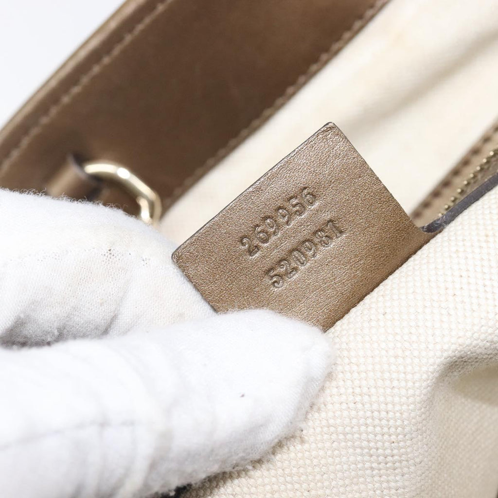 GUCCI GG Canvas Tote Bag Beige Gold 269956 Auth BA16448