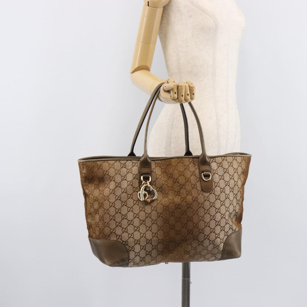 GUCCI GG Canvas Tote Bag Beige Gold 269956 Auth BA16448