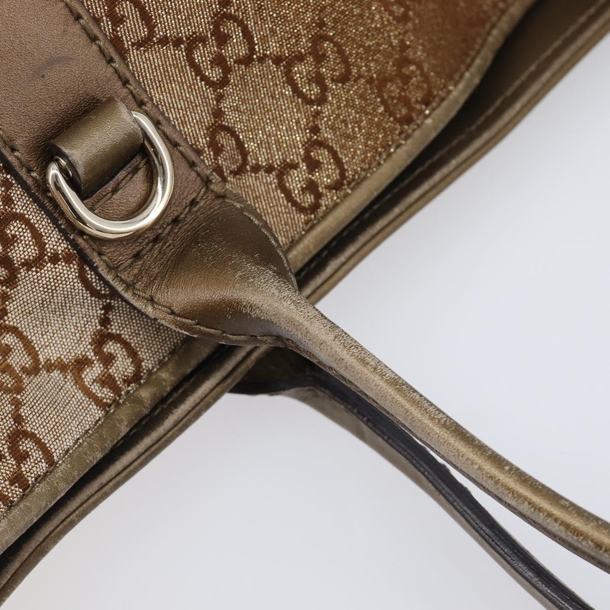 GUCCI GG Canvas Tote Bag Beige Gold 269956 Auth BA16448