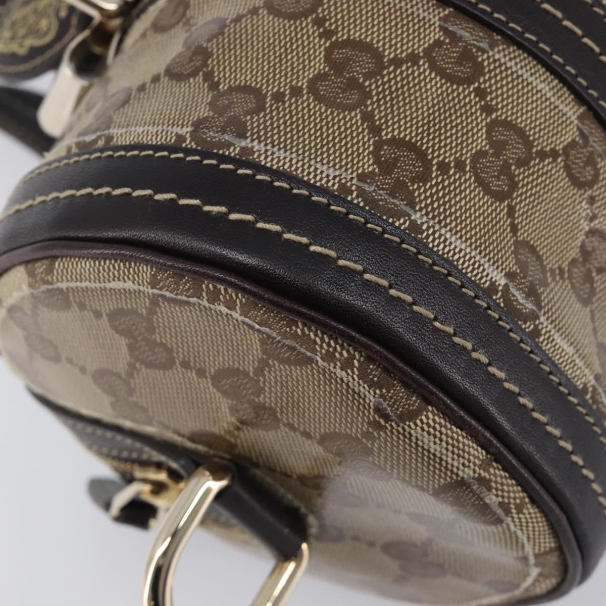 GUCCI GG Crystal Hand Bag Coated Canvas Beige Gold Tone 181485 Auth BA16517
