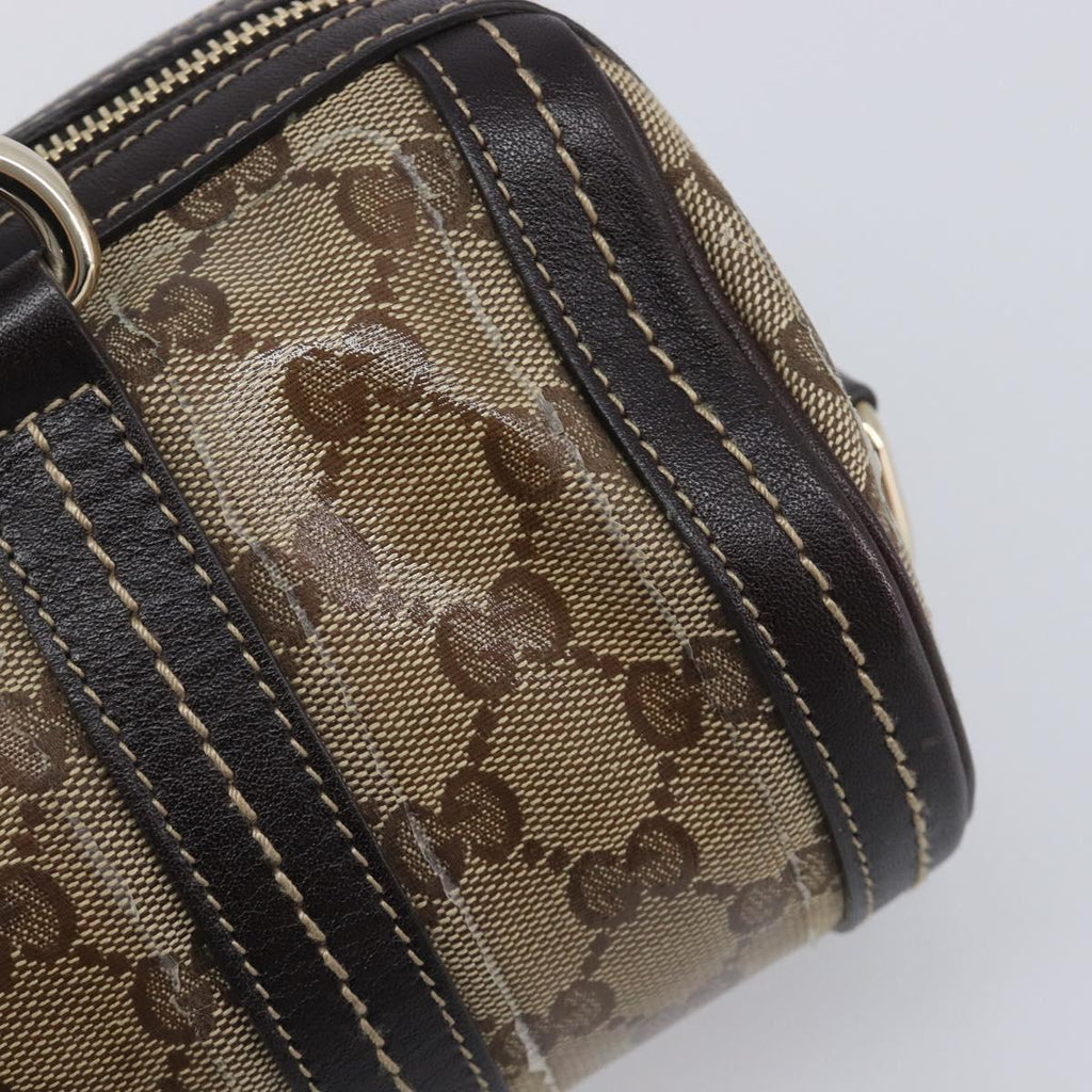 GUCCI GG Crystal Hand Bag Coated Canvas Beige Gold Tone 181485 Auth BA16517
