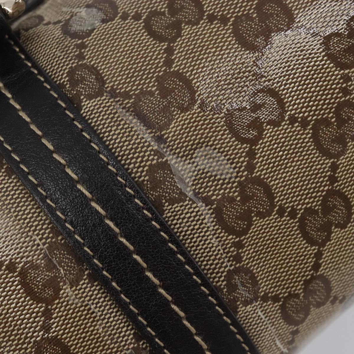 GUCCI GG Crystal Hand Bag Coated Canvas Beige Gold Tone 181485 Auth BA16517