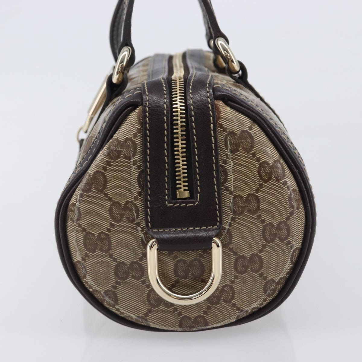 GUCCI GG Crystal Hand Bag Coated Canvas Beige Gold Tone 181485 Auth BA16517