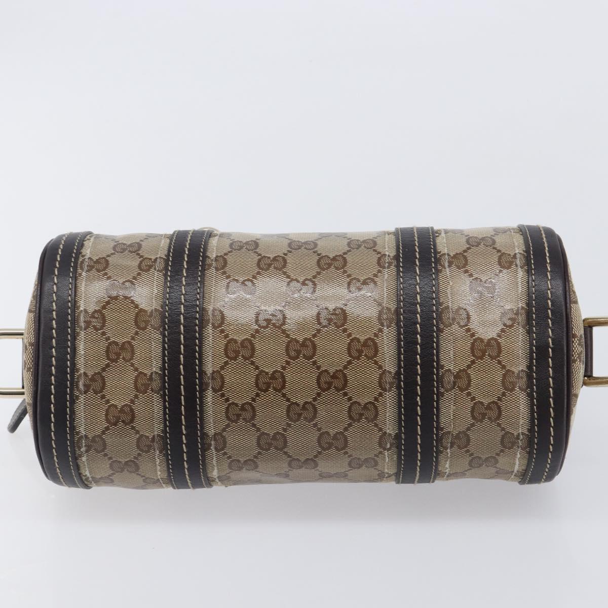 GUCCI GG Crystal Hand Bag Coated Canvas Beige Gold Tone 181485 Auth BA16517