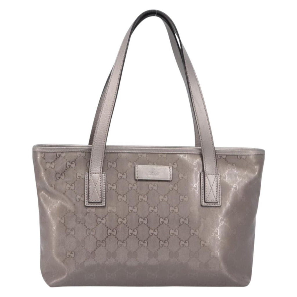 GUCCI GG Implementation Tote Bag PVC Leather Silver 211138 Auth BA16629A