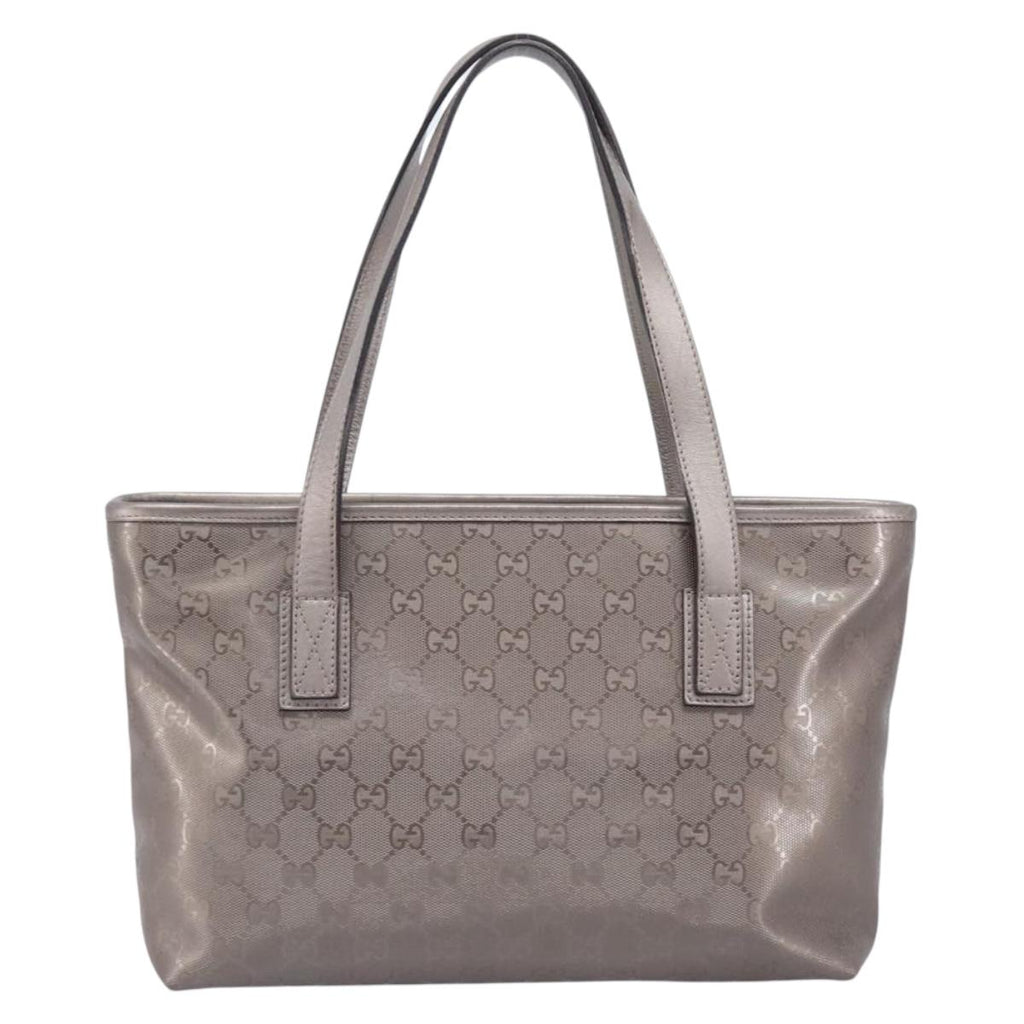 GUCCI GG Implementation Tote Bag PVC Leather Silver 211138 Auth BA16629A