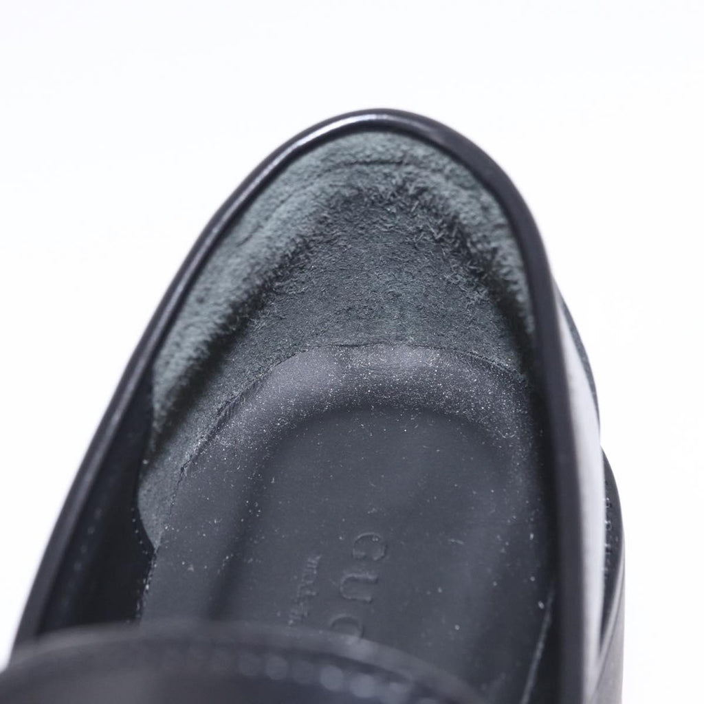 GUCCI Horsebit loafers Leather 37 1/2 Black Silver Auth BA16654M