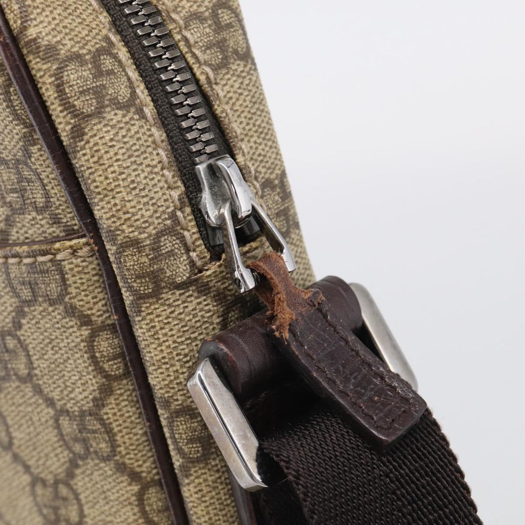 GUCCI GG Supreme Shoulder Bag PVC Beige Silver 122754 Auth BA16678