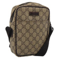 GUCCI GG Supreme Shoulder Bag PVC Beige Silver 122754 Auth BA16678