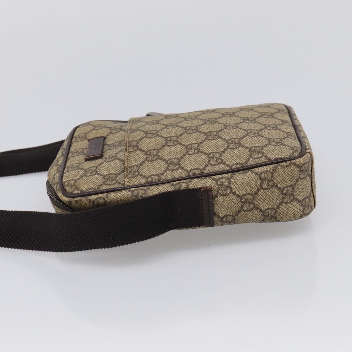 GUCCI GG Supreme Shoulder Bag PVC Beige Silver 122754 Auth BA16678