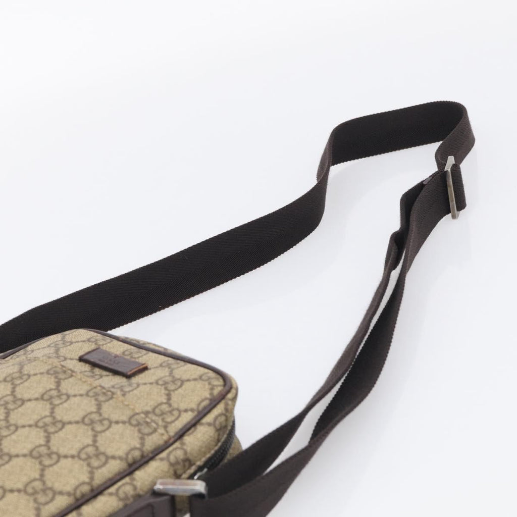 GUCCI GG Supreme Shoulder Bag PVC Beige Silver 122754 Auth BA16678