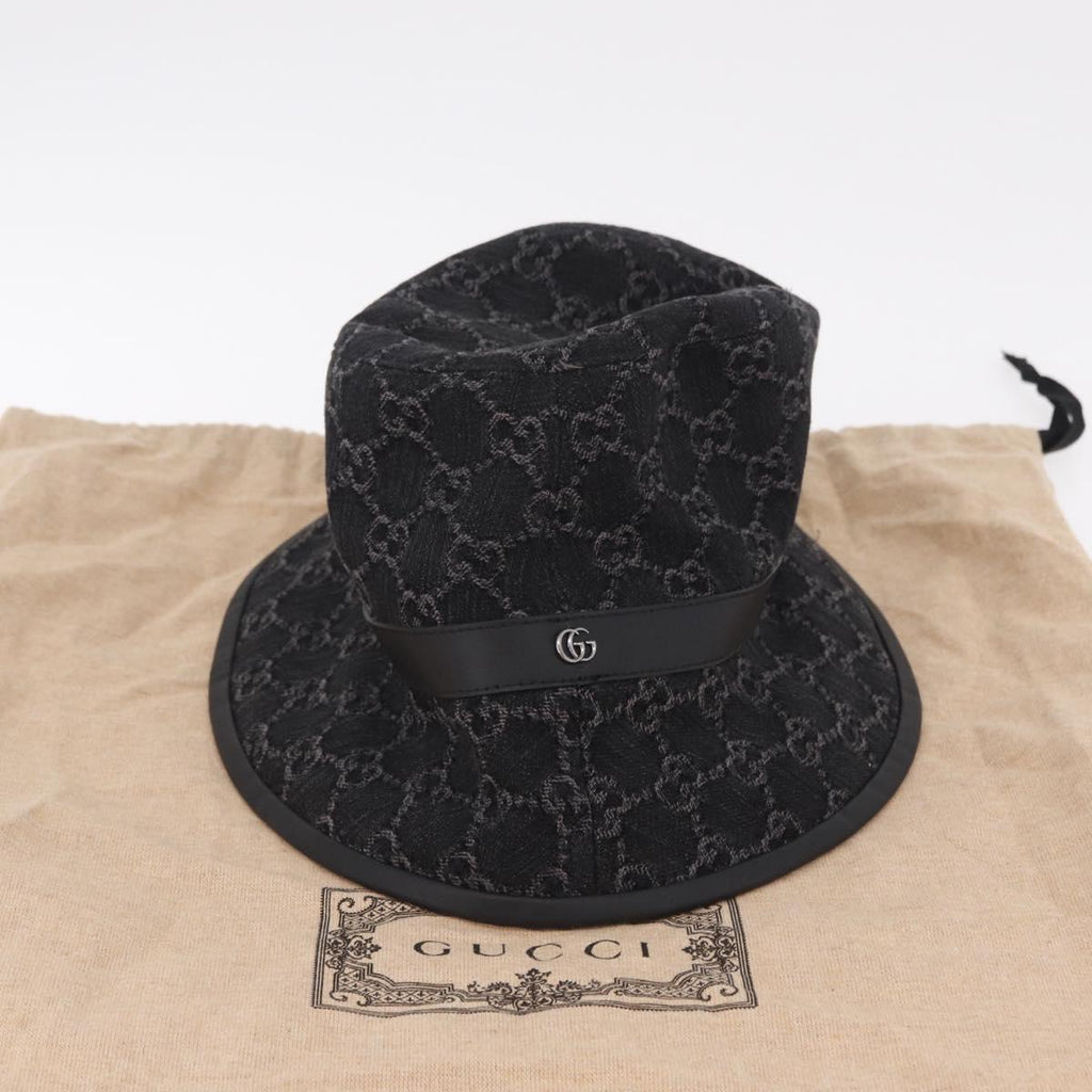 GUCCI GG Marmont Bucket Hat M Beige Gold 768647 Auth BA16737M