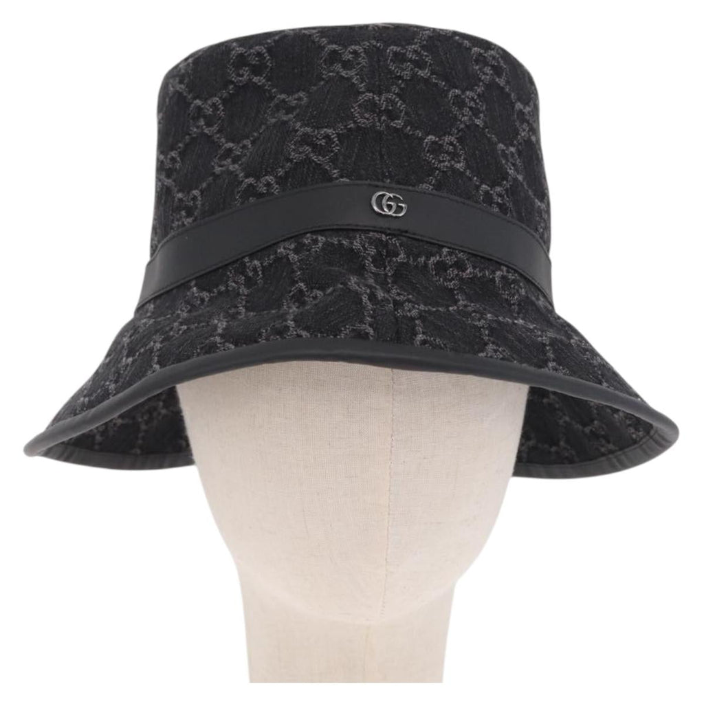 GUCCI GG Marmont Bucket Hat M Beige Gold 768647 Auth BA16737M