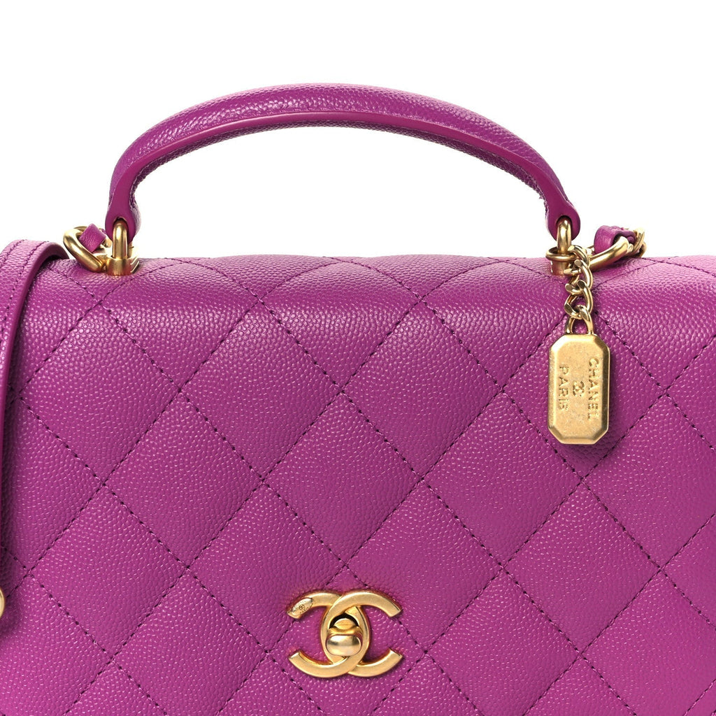Caviar Quilted Mini Top Handle Flap Dark Pink