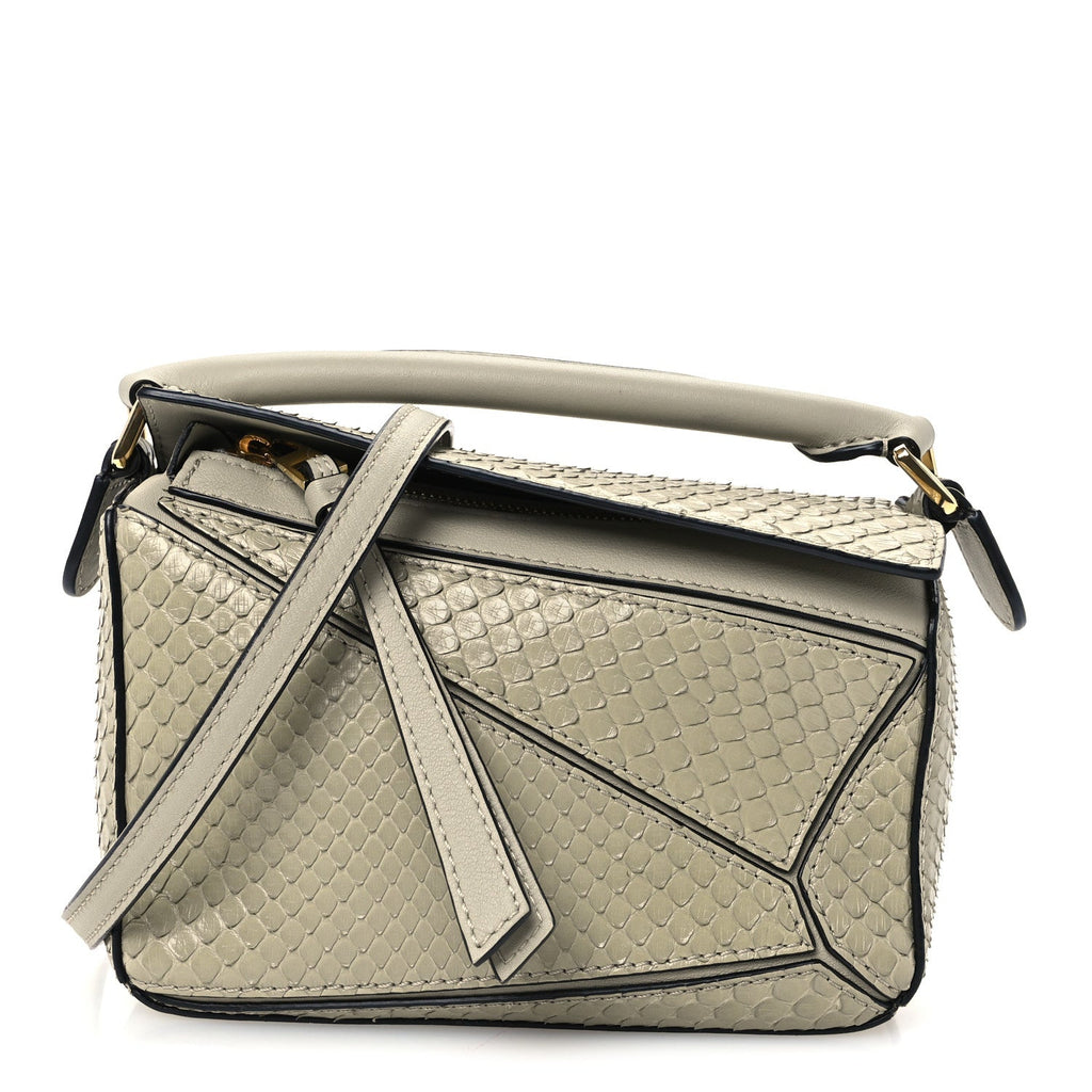 Snakeskin Mini Puzzle Bag Marble Green