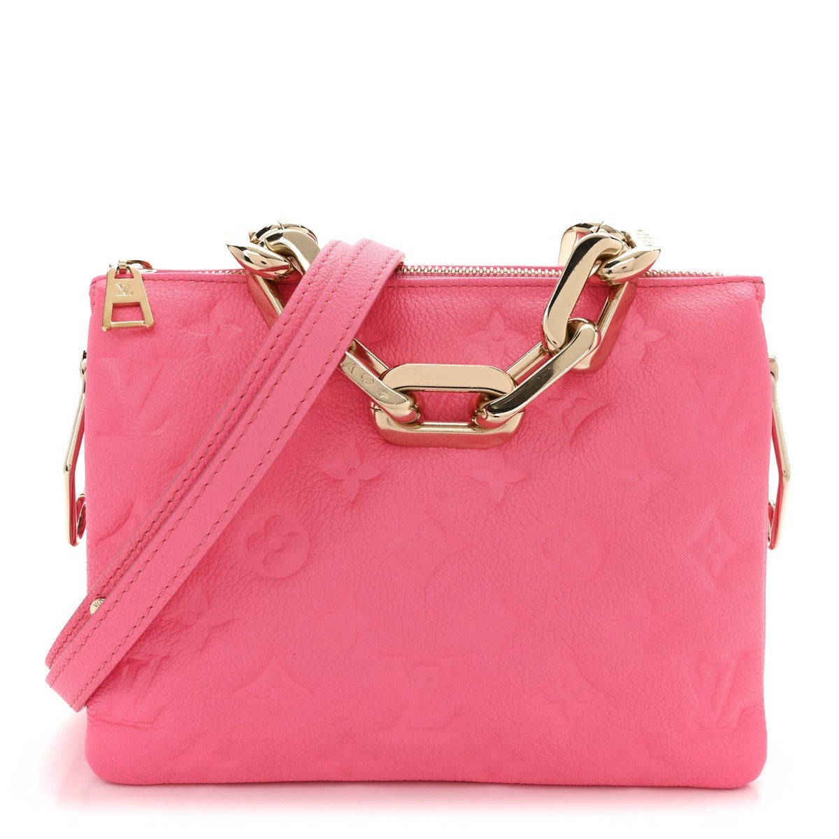 Calfskin Embossed Monogram Coussin BB Rose Fluo