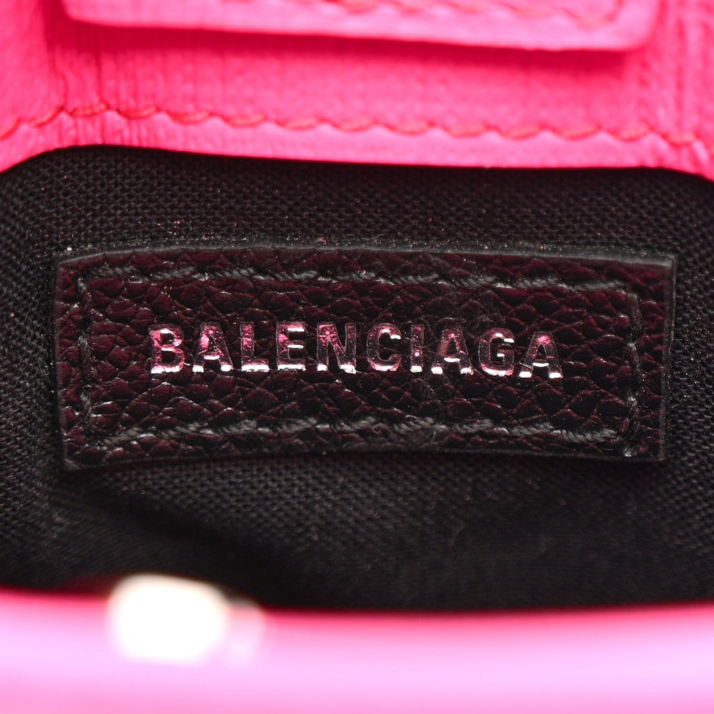 Squared Calfskin Logo Shopping Phone Holder Bag Acid Fuchsia