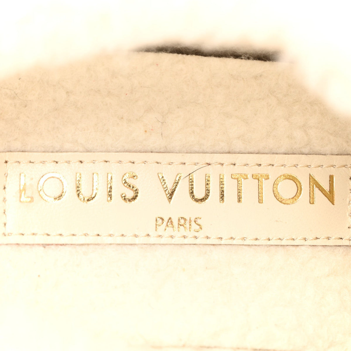 Suede Calfskin Shearling Monogram Debossed Cortina Closed Mule 39 Light Beige