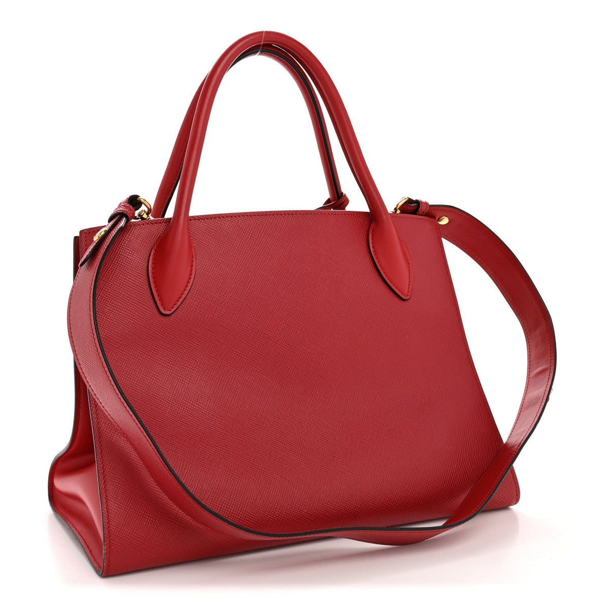 Saffiano Cuir Calfskin Medium Monochrome Top Handle Tote Fuoco