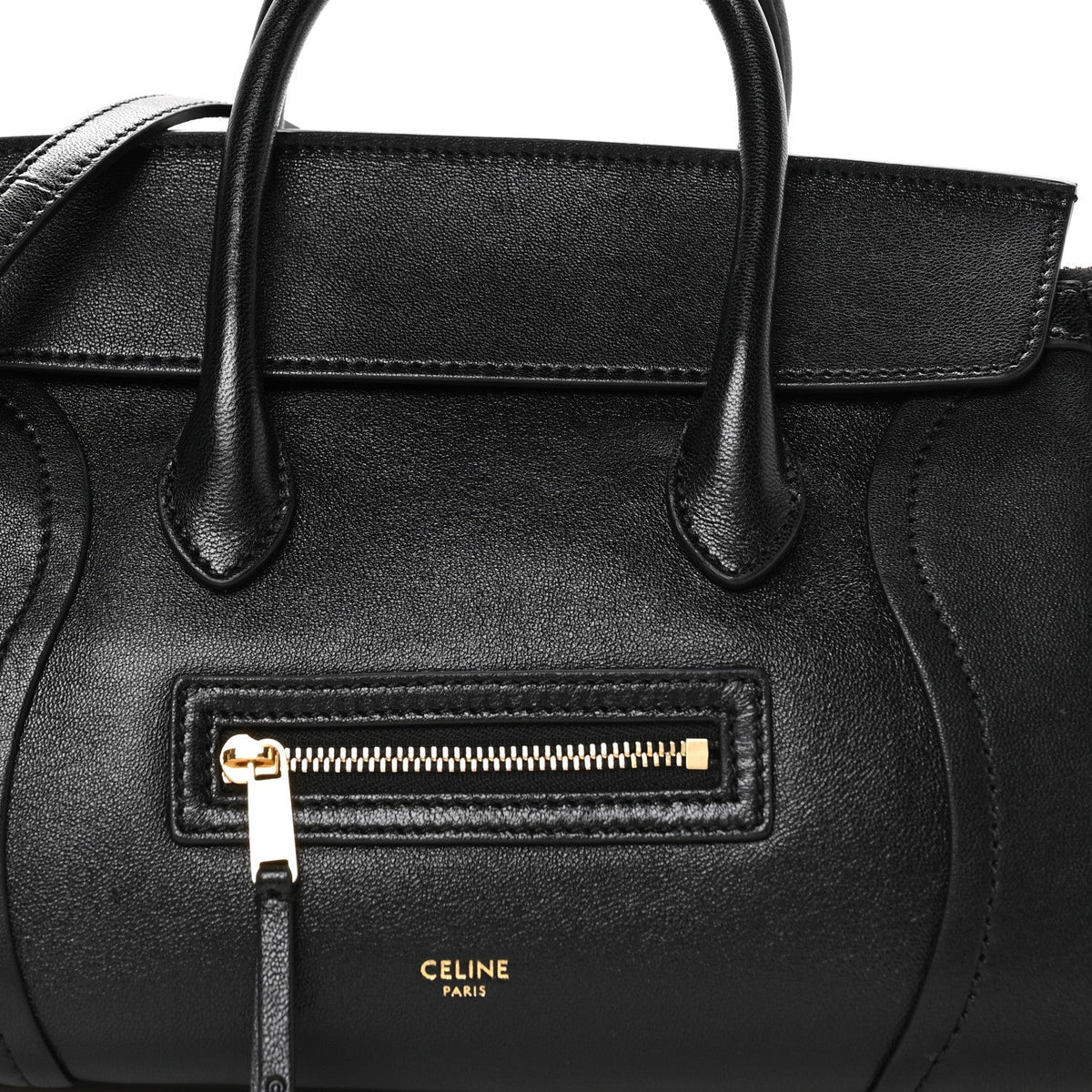 Supple Shiny Lambskin Little New Luggage Black