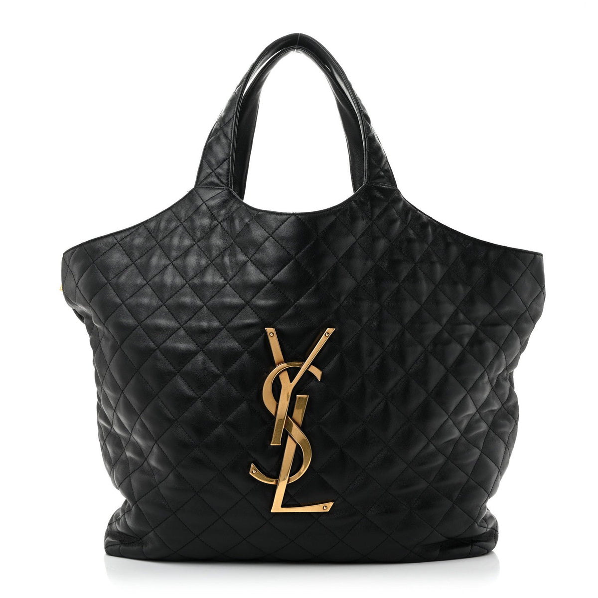 Lambskin Quilted Maxi Icare Shopping Tote Black